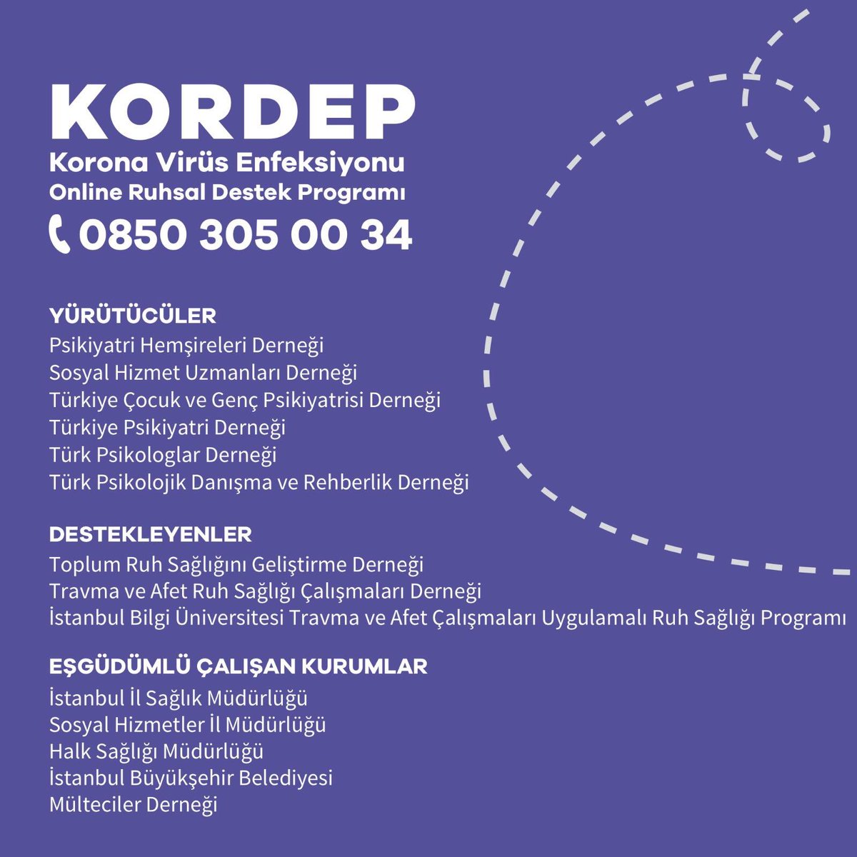 melisdemirciogl's tweet photo. KORDEP; 0850 305 00 34 numaralı özel hat üzerinden ulaşılabilen, salgından etkilenenler için oluşturulmuş bir psikolojik destek hattıdır.
Hafta içi ve cumartesi günü 10:00-19:00 saatlerinde hizmet verilmektedir.
#kordep #psikolojikdestek #korona #covid19 https://t.co/jcxn8v55vZ
