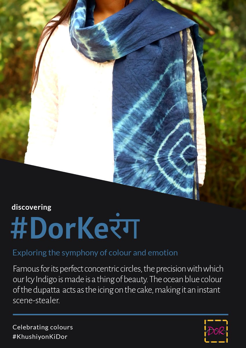 A colour with historic and spiritual significance, indigo conveys the integrity and dignity of traditional India.

#DorKeRang #KhushiyonkiDor #traditionaltrends  #styleoftheday #colouroftheday #savetheart #tieanddye #weallwin