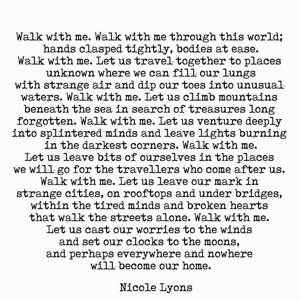 LaurieSahli's tweet photo. I ๐ This! Reposted from @nicolelyonspoetry Walk with me
~~~~
#poetry
#poetic
#nicolelyonspoetry
#nicolelyons
#walk
#walkwithme
#wanderlust
#wander
#wordporn
#wordsmith
#wordswithqueens
#writerslife
#travel
#explore
#explorebc
#canadianpoet
#canadianpoetry https://t.co/KBIQeIKvBl