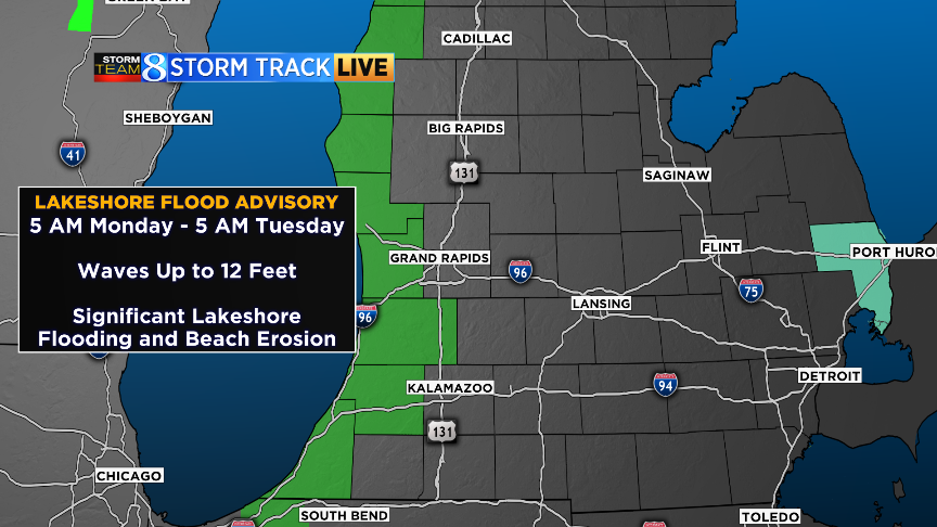 Emily_Schuitema's tweet photo. A storm system will track into the region tomorrow. We'll see widespread rain tonight into tomorrow morning, but the main story with this system will be the winds. Gusts as high as 50-60 mph will be possible, and waves could build up to 12 feet on Lake Michigan. https://t.co/kTJa7Mm75M