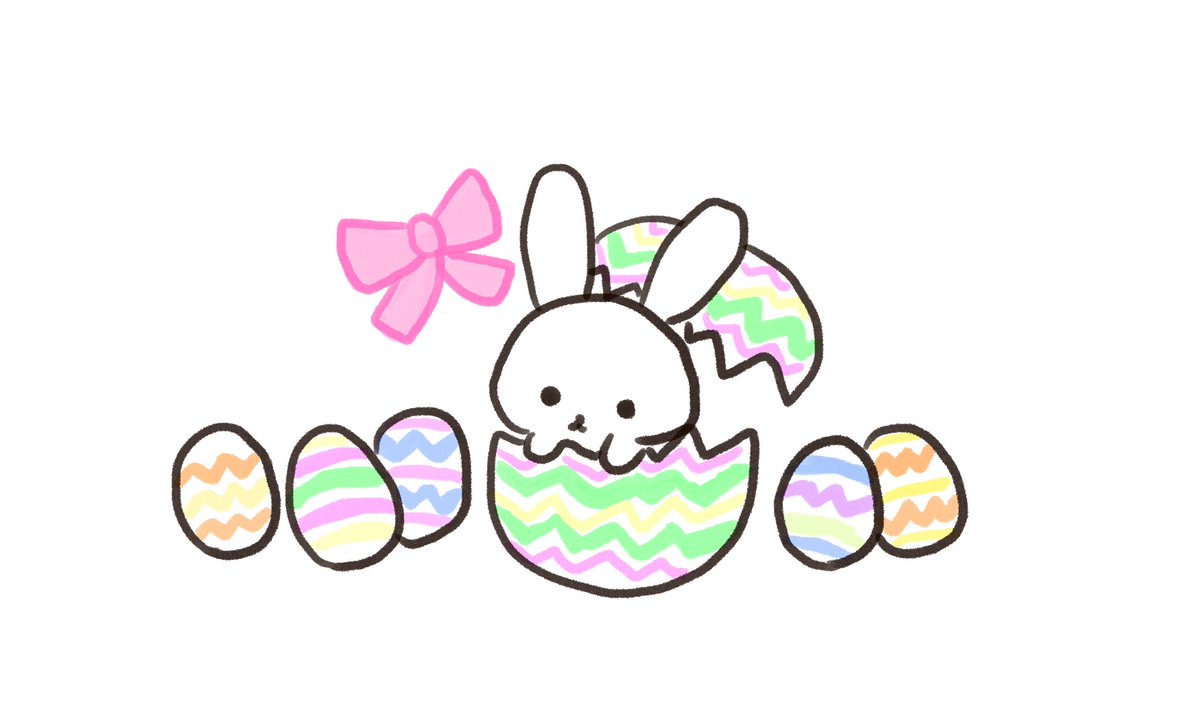 琥珀アンダーソン ねこ七福にゃ ハッピーイースター ハッピーイースター イースター イースター 絵描きさんと繋がりたい うさぎ