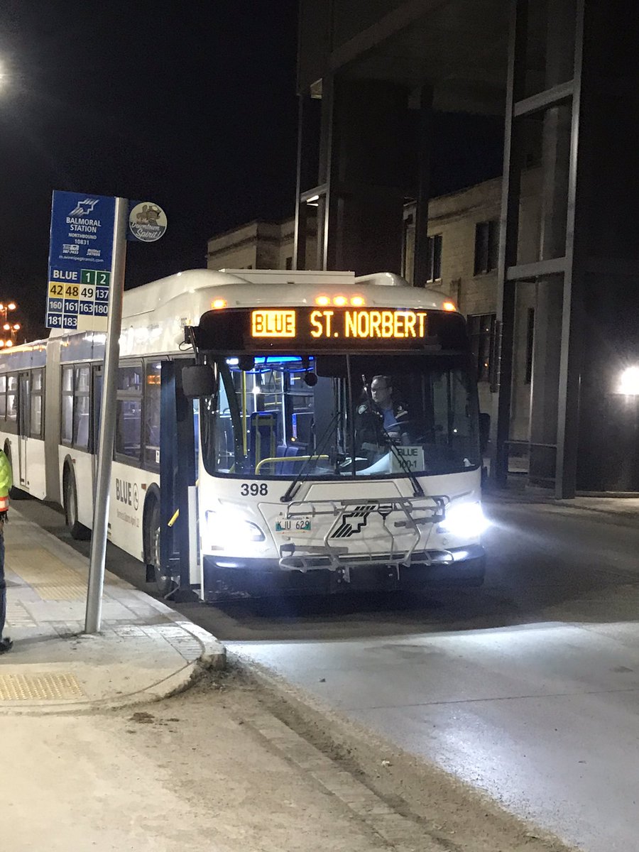 And there it is! The first bus with the word BLUE on it, pulling up to take on its first passengers.