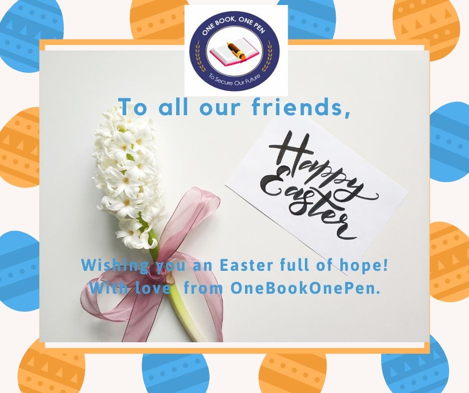 OnebookOnepen1's tweet photo. Wishing you an Easter full of hope, from all of us at #OneBookOnePen https://t.co/wc6CcVO41U