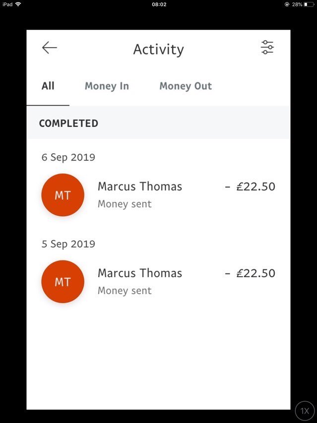 Below is a screen shot of me paying him £45, I had to pay half before he started the work so he knew I wasn’t wasting him time.