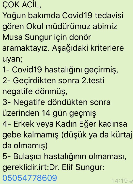 serkangur_mte's tweet photo. İstanbul Kadırga Meslek Lisesi Müdürümüz Musa Sungur  entübe halde yoğun bakımda yatmaktadır. Musa Sungur müdürümüz için donör aranmaktadır. Aşağıdaki Donör kriterlerine sahip kişlerin iletişime geçmesini rica ederim. @istanbul_MTE @istanbulilmem @ist_arge https://t.co/9kN9dBkdnK
