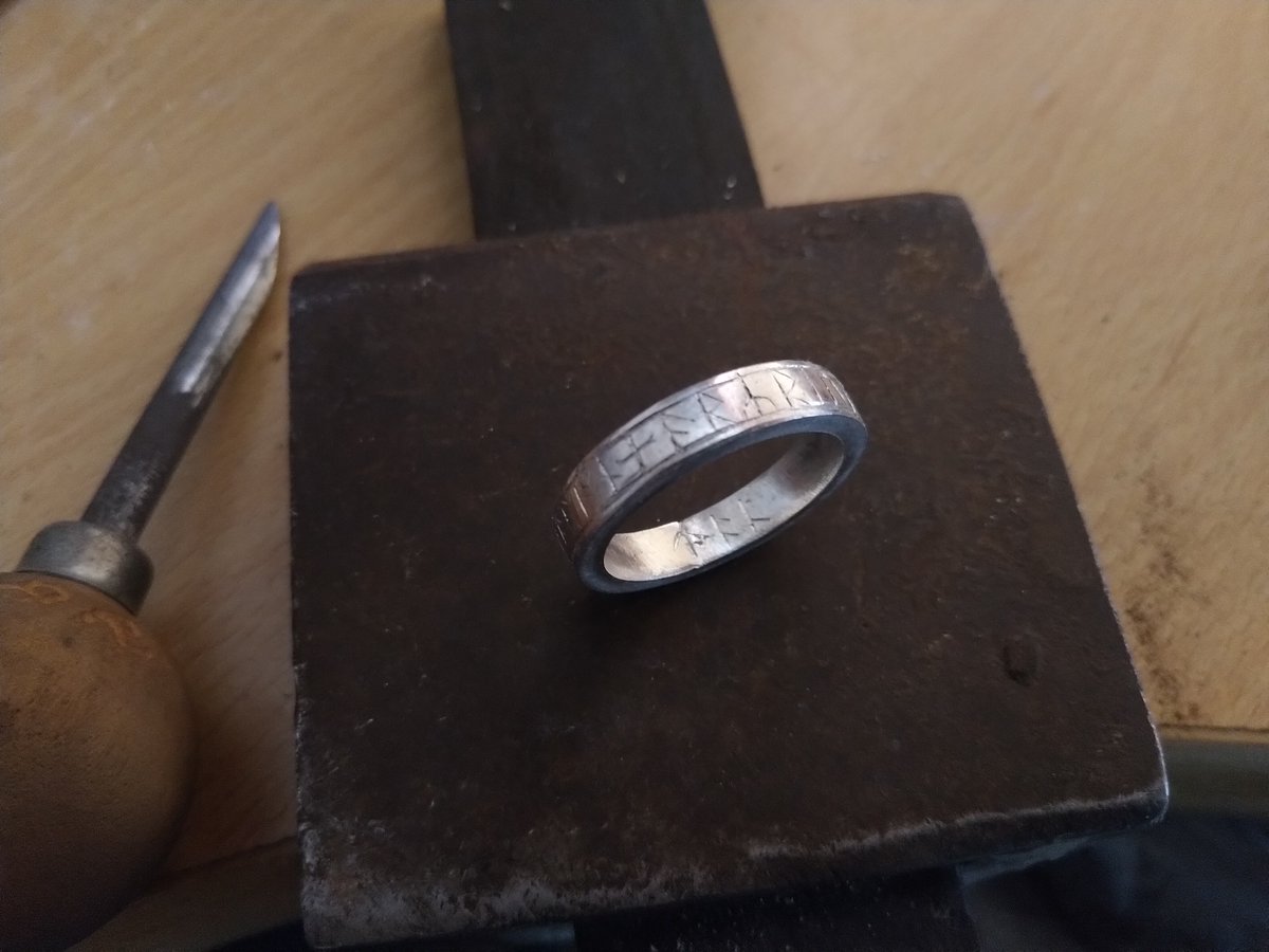 The completed ring. This is a gift for someone who has helped us set up the workshop, but if you're interested in commissioning an item of jewellery, ancient or modern, you can contact me on here, or via our website:  http://www.jamiehalljewellery.co.uk/ 