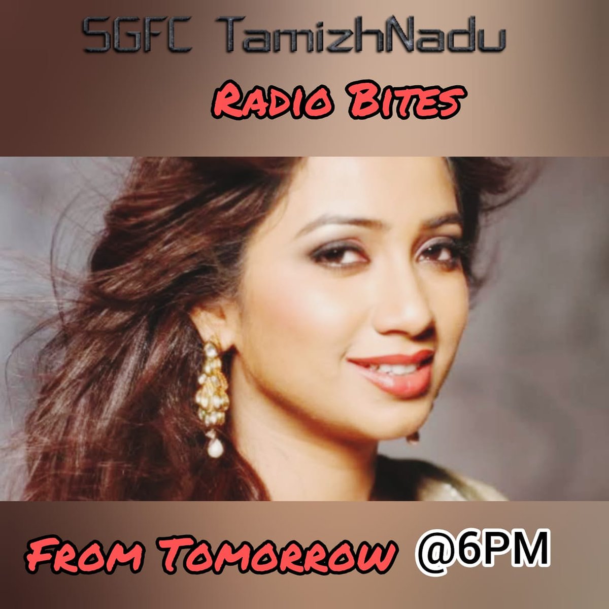 Here we come with a little entertainment in this Quarentine Time...

#SGFCTNRadioBites 

Stay tune with #SGFCTamizhNadu Social Medium..

Hope u will be have a great time... 
@shreyaghoshal