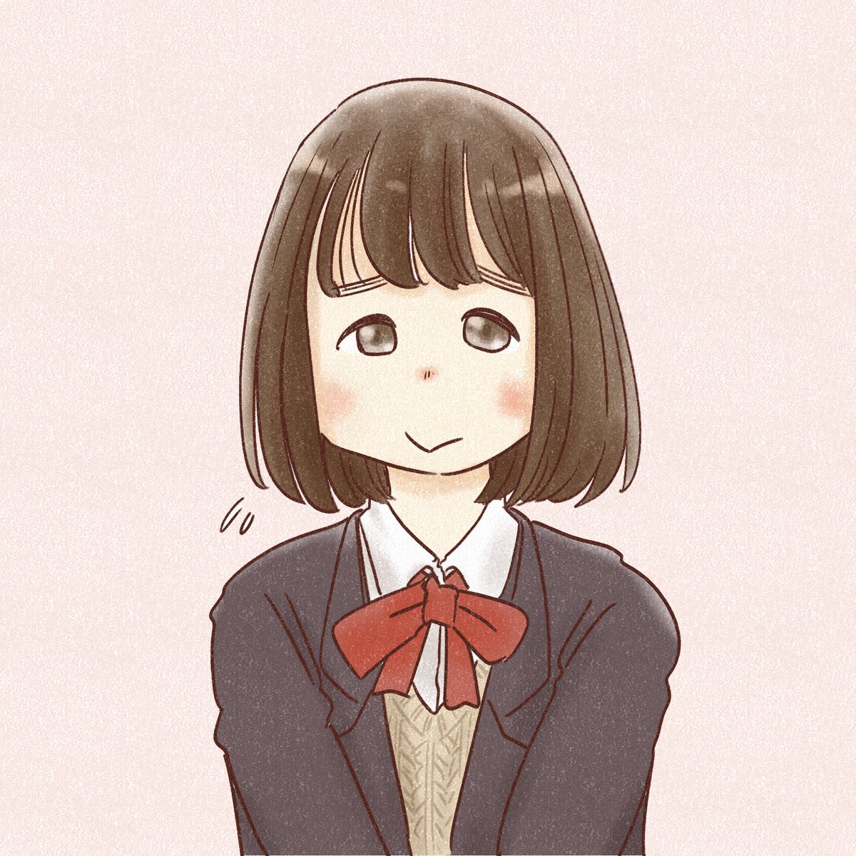 1girl solo brown hair :> short hair school uniform brown eyes  illustration images