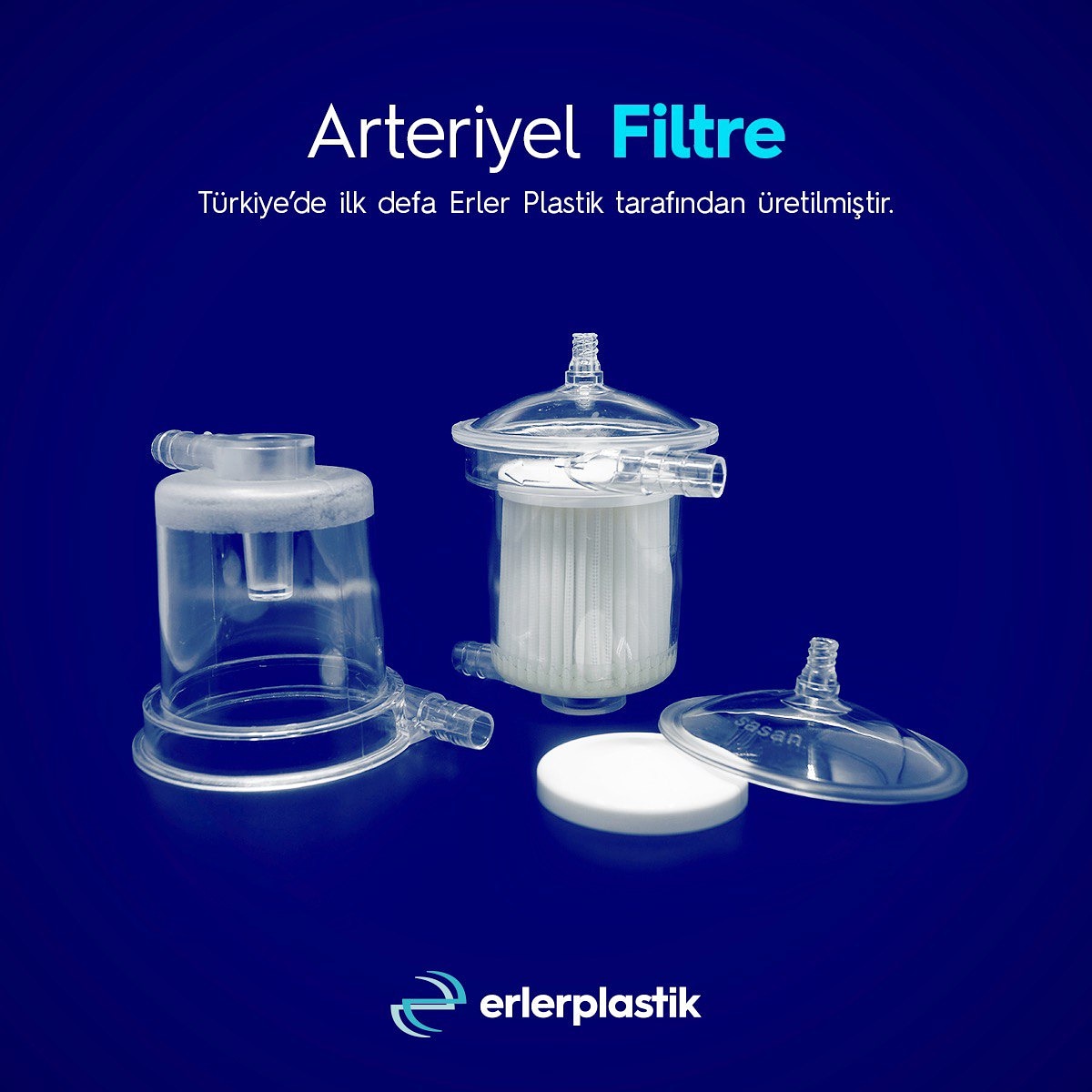 Açık kan ameliyatlarında kullanılan bir aparat olan “Arteriyel Filtre” ürünü, Türkiye’de ilk defa “Arteriyel Filtre” Erler Plastik tarafından 
üretilmiştir.

#plastikyarımamül #medikalplastik #medikalplastikürünler #medikalyarımamül  #medicalplastic #plasticproduction