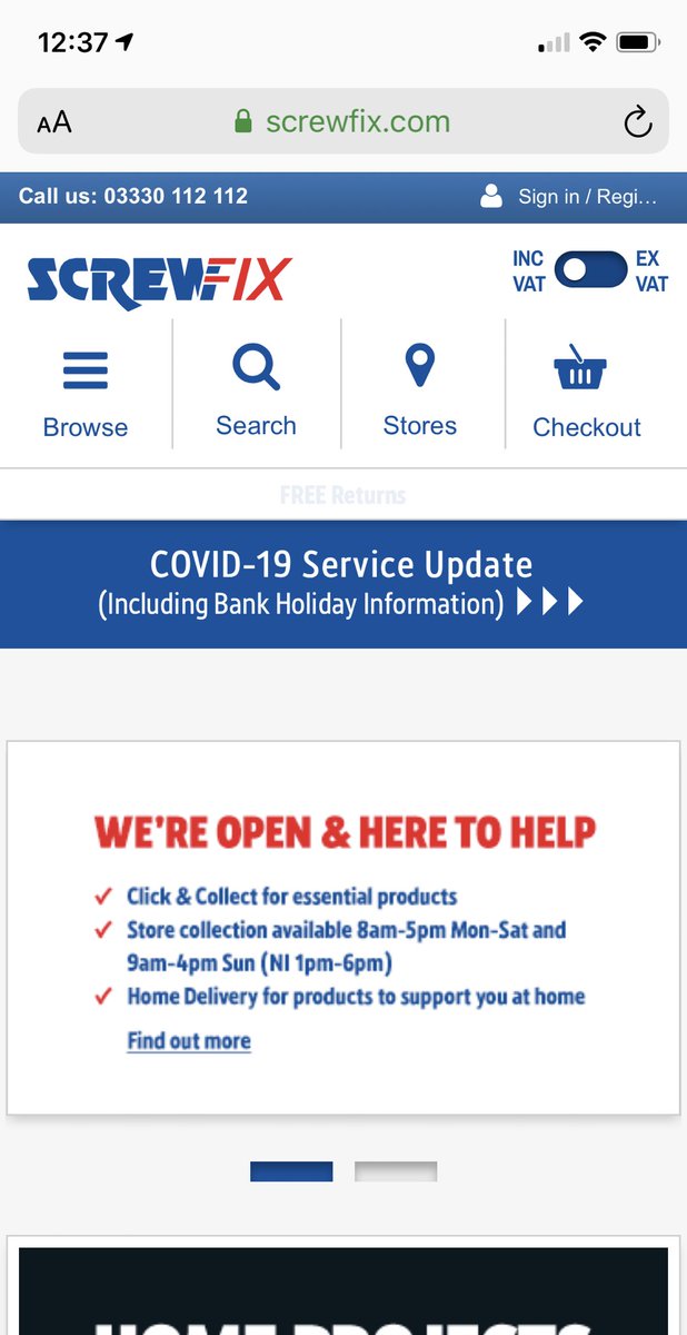 dcelectrix's tweet photo. ⁦@Screwfix⁩  a bit misleading today. Your website says we are open for business on the front page. Your covid19 page states you are shut because it’s Easter Sunday. Maybe save some non essential journeys? https://t.co/8O5eyG2Lji