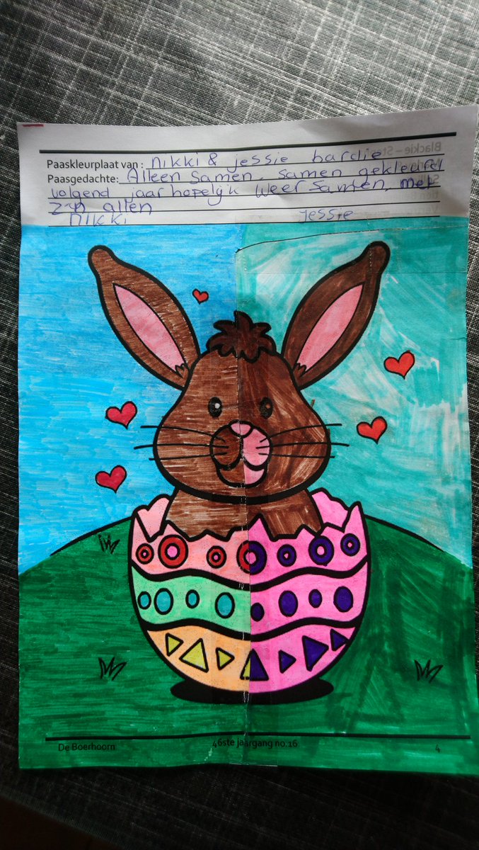 Schoonloo's tweet image. Een leuke ochtend gehad tijdens de ronde door het dorp!! Veel tekeningen zijn ingeleverd voor de paashaas met bijpassende paasgedachte: 
"Alleen Samen, samen gekleurd volgend jaar hopelijk weer samen , met z'n allen..."
Vrolijk pasen voor iedereen!! 
Paashaas bedankt en Proost !