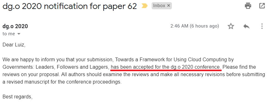 luizpinheiro_1's tweet photo. Our Easter Gift has arrived! #CloudGov Article about Cloud Computing in Government - accepted at D.go 2020 - Many thanks to colleagues @HMarijn @ricardomatheus and my advisor @MariaAl86615963 for this achievement together. #Dgo @tudelftTBM https://t.co/SXJAcXiK8U