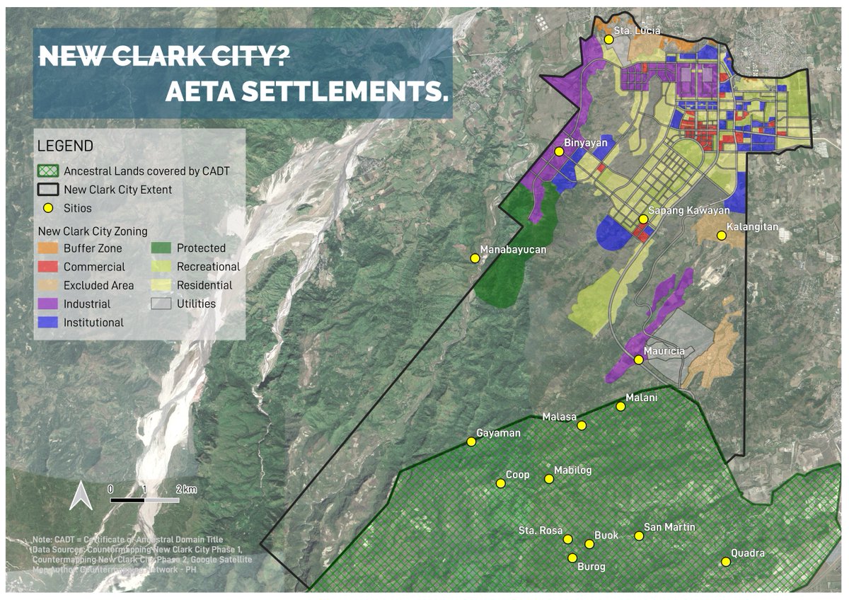 Based on the data from Countermapping New Clark City Phase 1 and Phase 2, there are sitios or villages located within and near the boundaries of New Clark City.