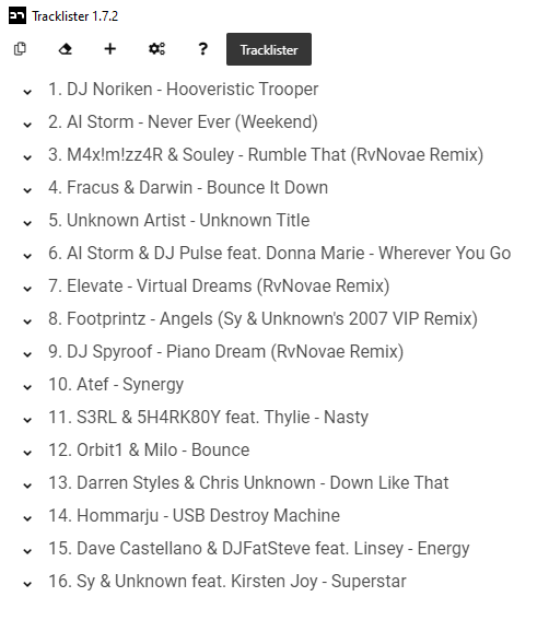RvNovae's tweet photo. Here's my tracklist from yesterday's #StayHappy #StayHardcore

In case you're curious =) https://t.co/QOG8PPPRko