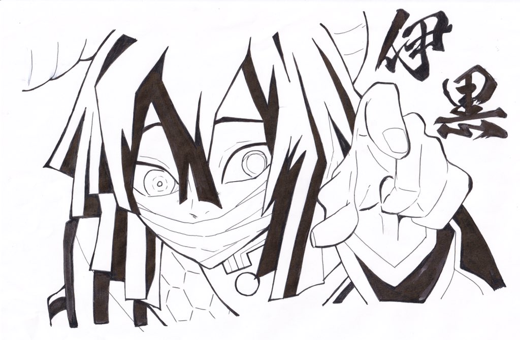 みたらしだんご 小学生の娘に 塗り絵がしたいな 伊黒さんにして と言われ コピー 用紙に模写して書いたけど 書いてる間に夢中になって黒い部分をついつい塗ってしまい 怒られた 笑 塗り絵は塗っちゃダメだよね 笑 鬼滅の刃 塗り絵 伊黒 失敗