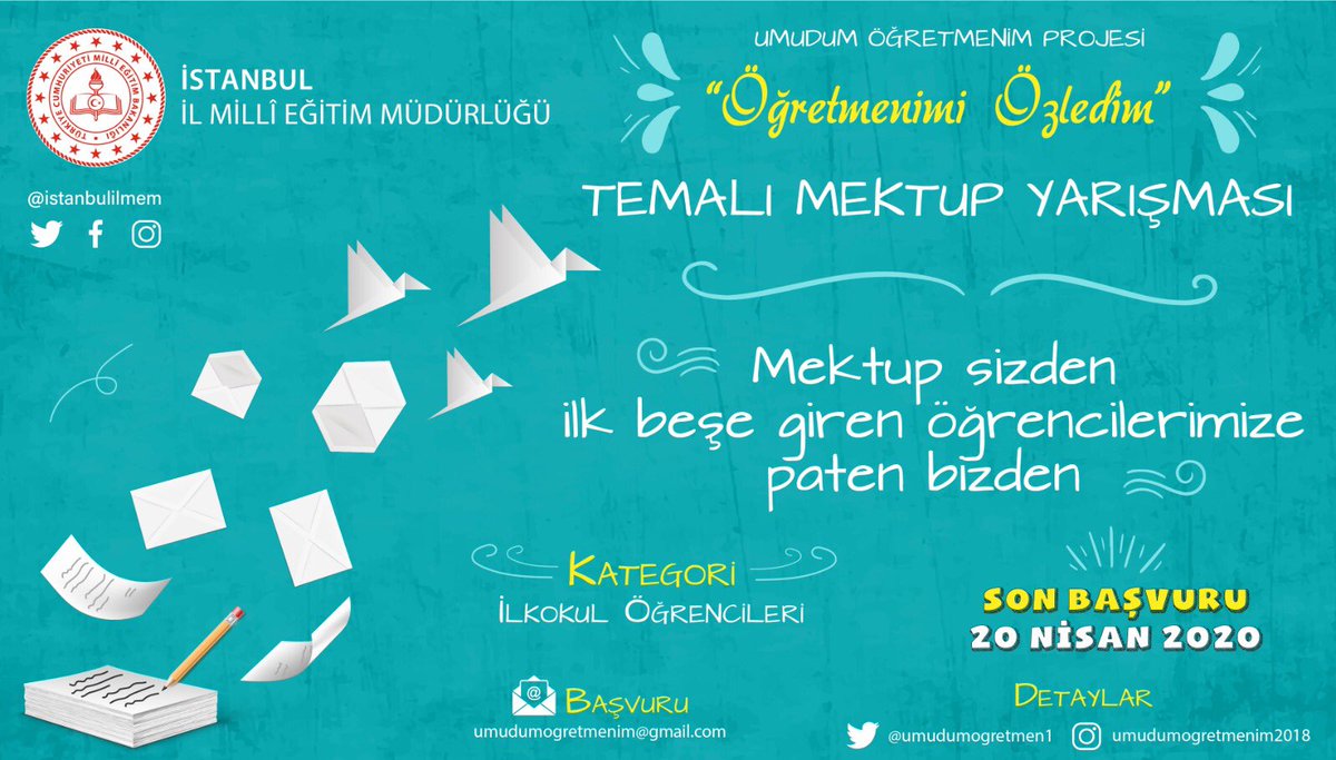 Haydi öğretmenimize özlemimizi anlatmaya <a href="/ziyaselcuk/">Ziya Selçuk</a> <a href="/memleventyazici/">Levent Yazıcı</a> <a href="/OzilLevent/">Dr. Levent Özil🇹🇷🇹🇷🇹🇷</a> <a href="/timurtugral/">Timur TUĞRAL</a> <a href="/muratgozudok1/">Murat Gözüdok</a> <a href="/istanbulilmem/">İstanbul İl Millî Eğitim Müdürlüğü</a> <a href="/ist_arge/">İSTANBUL MEM AR-GE</a>    Ayrıntılar👇.                                istanbul.meb.gov.tr/www/ogretmenim…