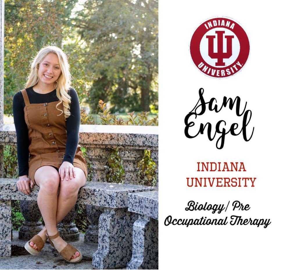 ECSENIORS2020's tweet photo. Sam Engel will be attending Indiana University. She is majoring in Biology w/ a Pre Occupational Therapy track. Best of luck to you, Sam! 🔴⚫️⚪️—>🔴⚪️ https://t.co/s3k2k5JxcT
