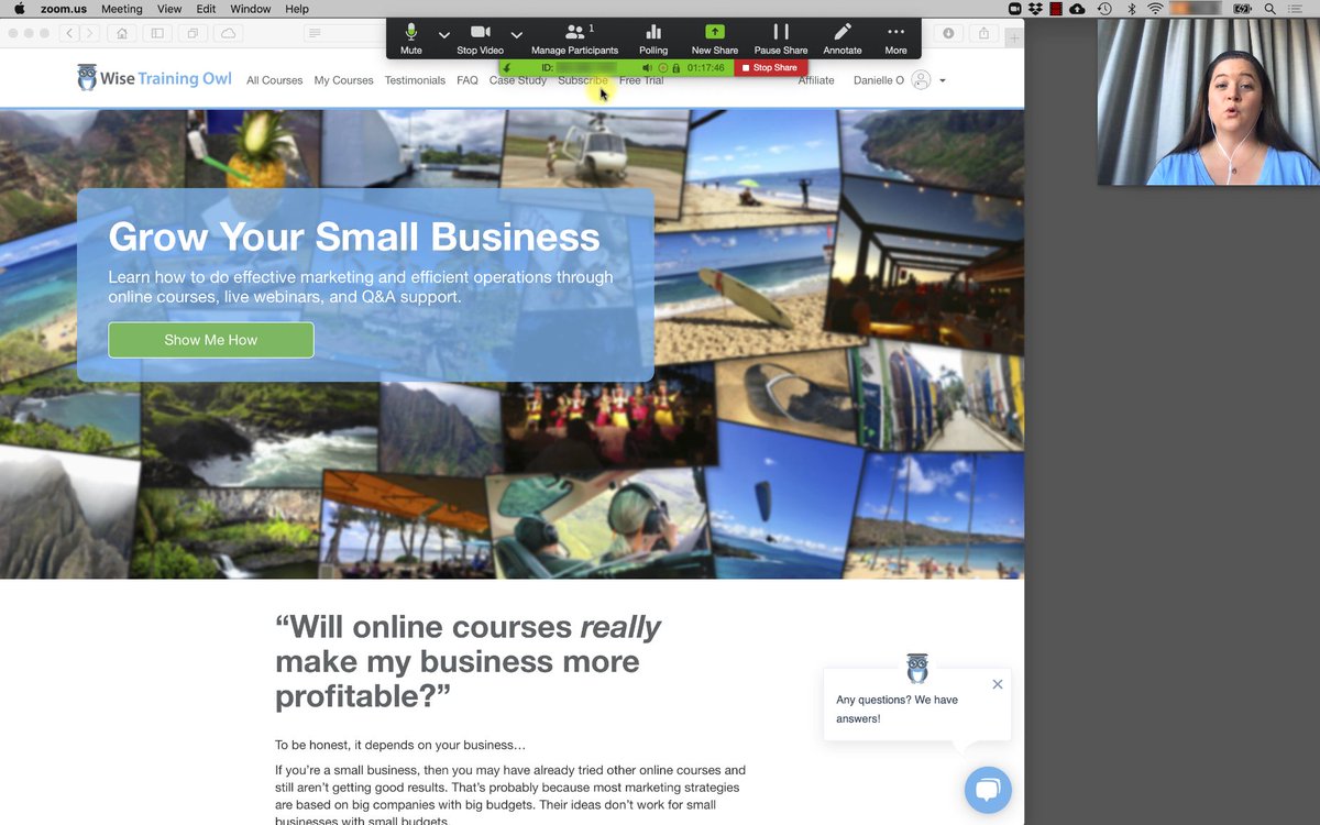 WiseTrainingOwl's tweet photo. It’s hard to click on things when the #Zoom toolbar is covering it! We’ve got a few solutions in Tip 8 at https://t.co/F6GlHVS6cI. https://t.co/juHfJxqSKZ