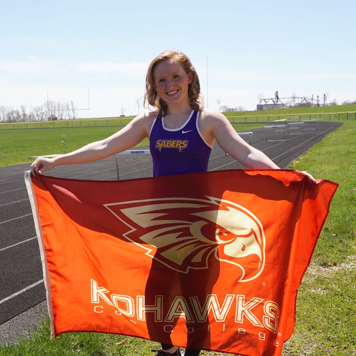 crystalburke152's tweet photo. I put on my saber uniform one last time to announce I will be furthering my academic studies at Coe College! I will be continuing my track and cross country careers as well! Beyond excited to be a Kohawk! #kohawkpride https://t.co/JcXzYR3YyF
