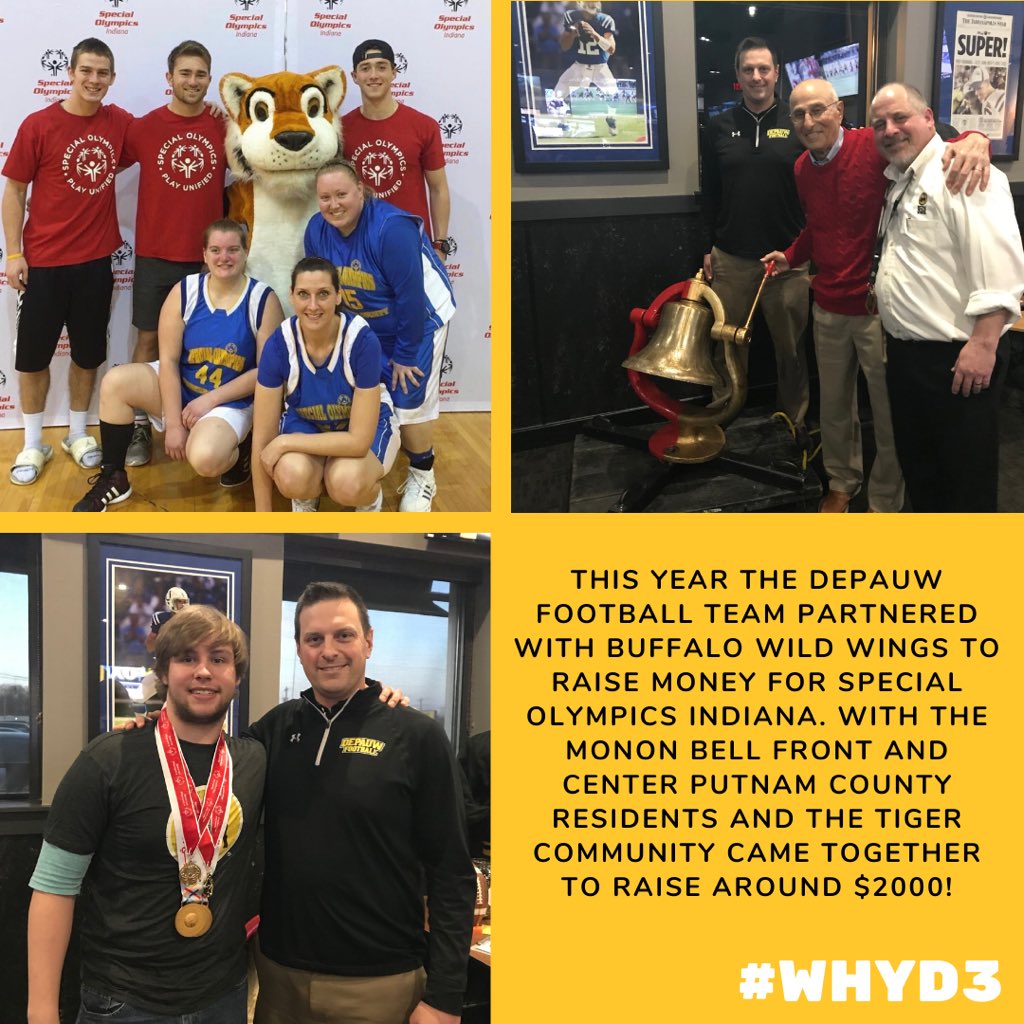 DePauwAthletics's tweet photo. For the final day of #d3week we wanted to highlight some shared moments with the @specialolympics. Athletics has and always will bring communities together. 
#whyd3 #TeamDePauw https://t.co/vRVAx3t7EY