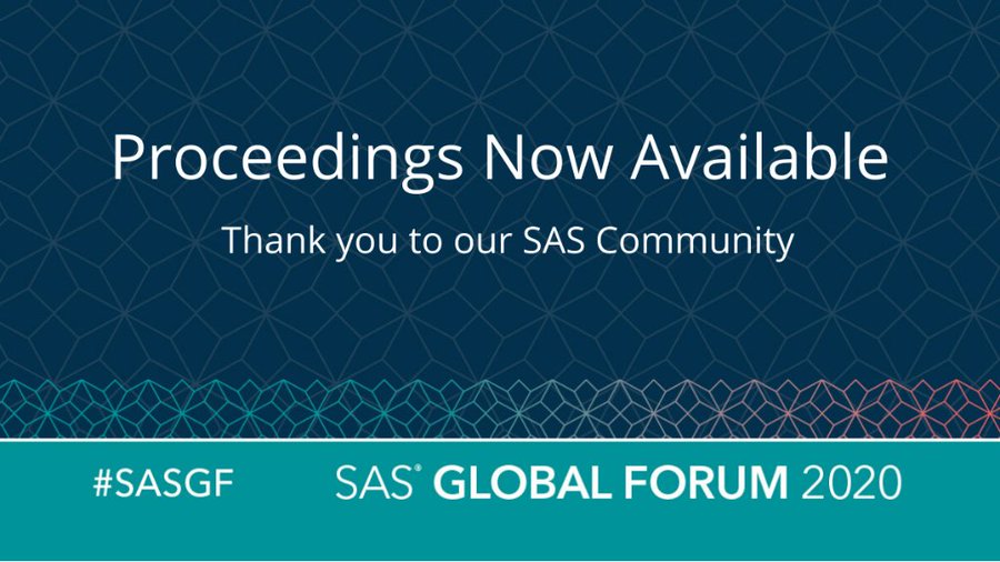 HomesAtMetacoda's tweet photo. Many thx to the #SAScommunity for continuing to deliver the hard-working content from skilled authors. Some good #SASsy reading!
RT @SASsoftware Explore hundreds of topics from our talented #SASusers--in these proceedings from SAS Global Forum. 💡 #SASGF https://t.co/DetJaT1zWy https://t.co/8HrN1dxX1D