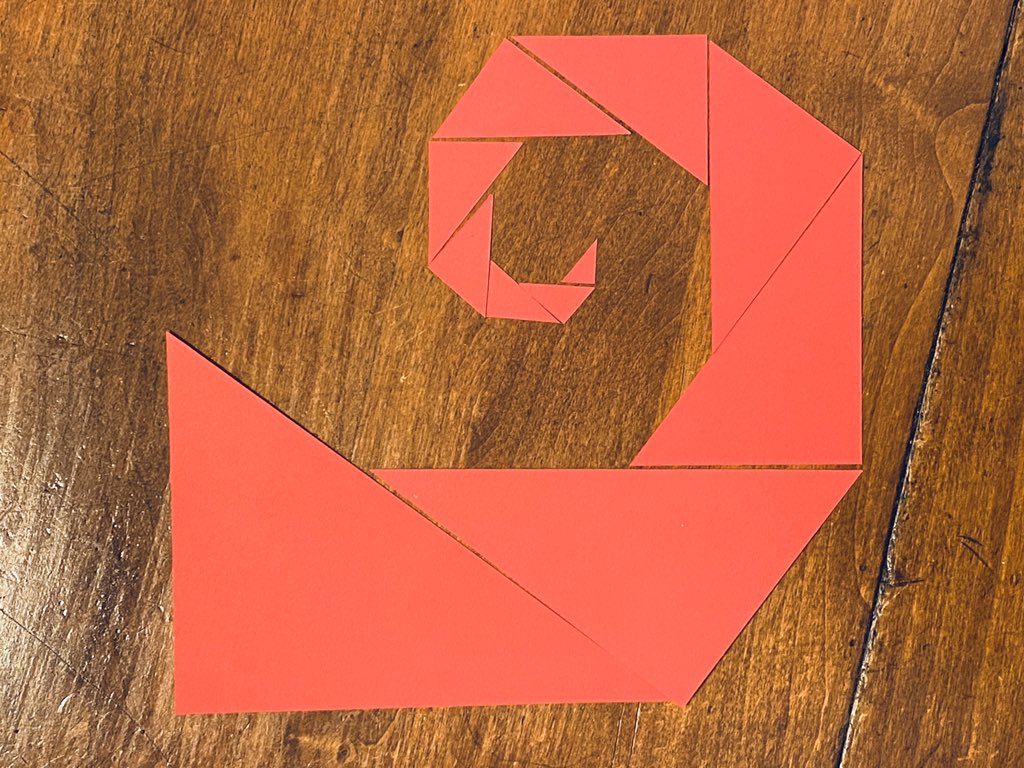 Some different spirals, including some layering.The first spiral flips the triangle at each iteration.   #mathartchallenge