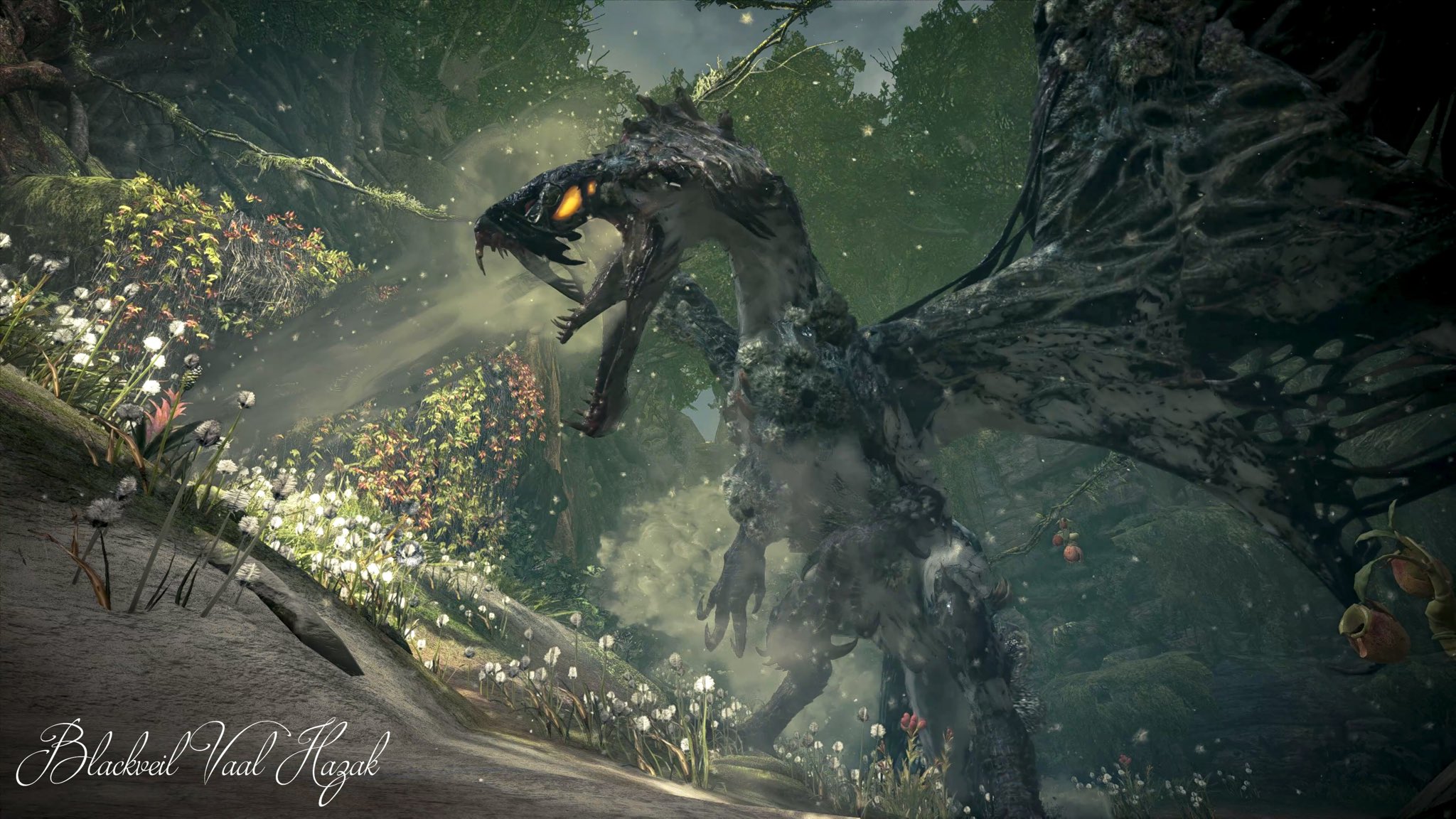 Hiro ゲーム垢 屍套龍 頭だけ部位破壊したバージョン やっぱりこっちの方がヴァルハザクって感じするしカッコイイ 古代樹でヴァルハザクが撮れるのはとても嬉しい 頭以外には苔とか付いてるから雰囲気だけお楽しみ下さい Mhw Mhwi Mhwibphoto