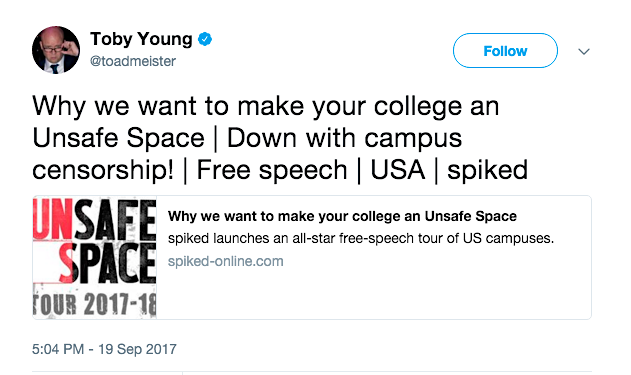 cockneycampaign's tweet photo. @Pinkerite1 @ciabaudo @Tentoads4truth @MsMariaT Unsafe Space Tour funded by Koch? Where O'Neill posed with a gun to boost Trump.
Of course AltRight educationalist (see also Bannon, Gove &amp; Cummings) Young &amp; many of Spiked have since been involved in the #BrexitParty (#WorldforBrexit US) and Turning Point TPUSA/TPUK. #BrexiTrump https://t.co/g1QyOlzUFr