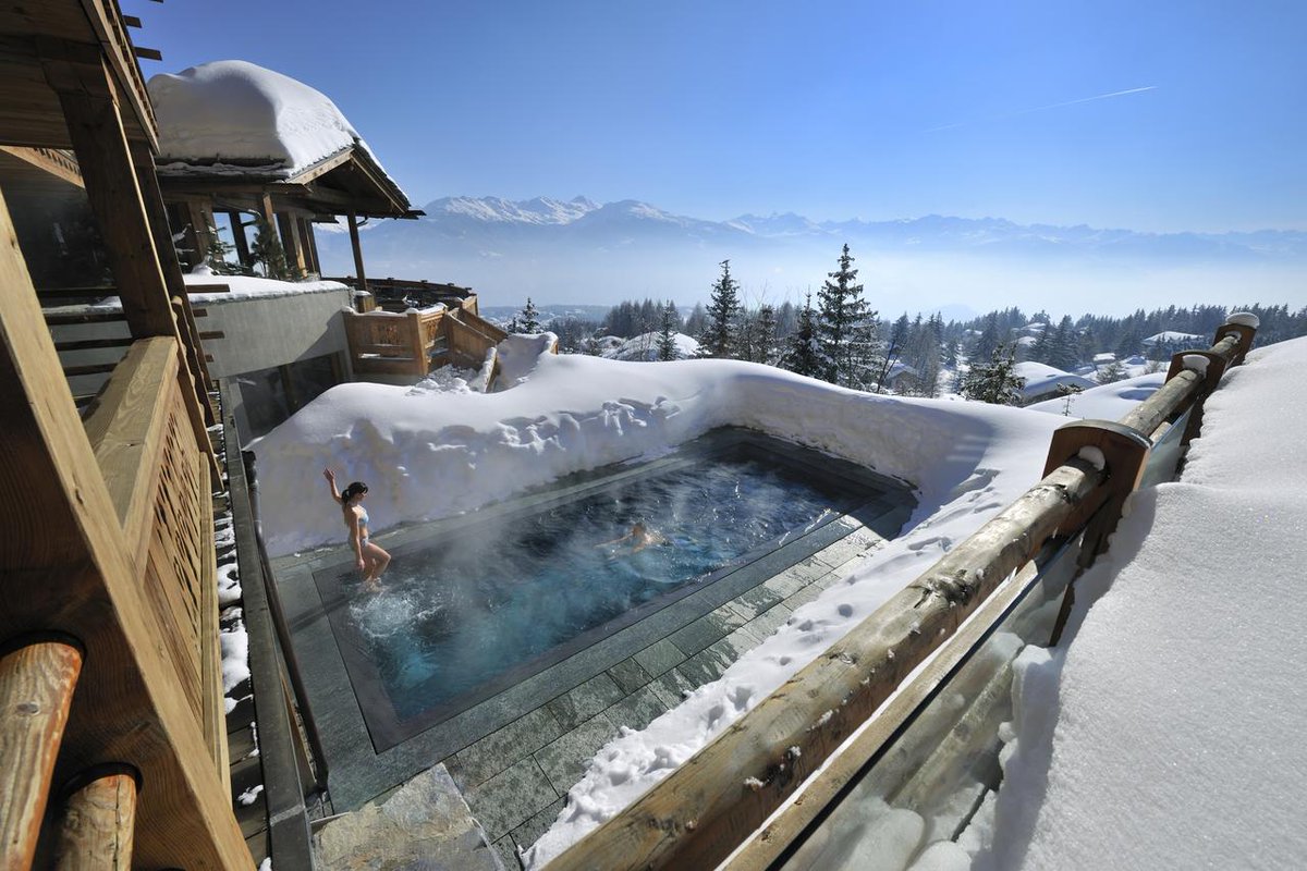 i also think a lot about le crans in switzerland where the whole point is to take to thermal baths in the middle of the mountains