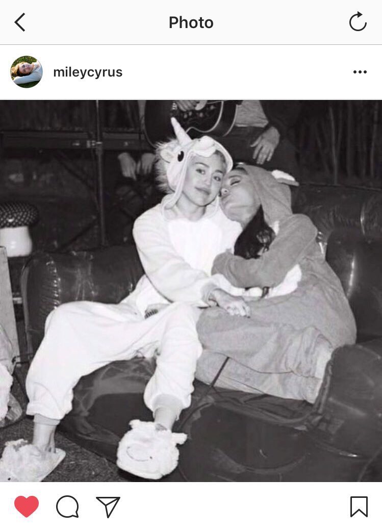 miley posted this heartfelt message to ariana on instagram after the horrific attack in manchester in 2017.