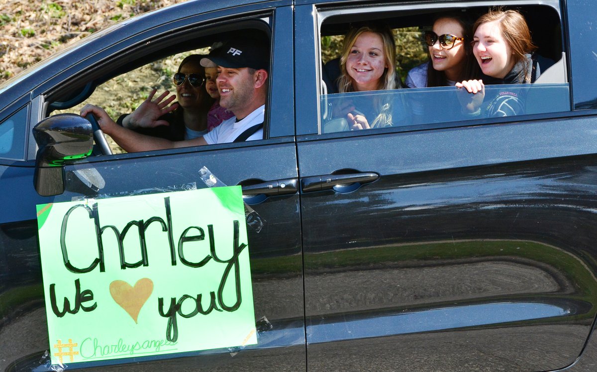 harlannewspaper's tweet photo. CHARLEY'S ANGELS PARADE! -An amazing display of love in Harlan this morning. Charley Falkena has been fighting cancer. A honking parade, lasting a half hour was held for Charley, with 100 vehicles! Fire and Rescue, Police, Ambulances from the area. Keep Fighting Charley! https://t.co/hDvxAaaOmQ