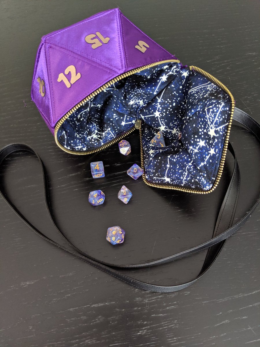 RangersStitch's tweet photo. This might be one of my favourite colour combos yet! Why not keep a whole galaxy in your purse? 🌌
#d20purse #dnd #dungeonsanddragons #dice #dicebag #d20 #rpg #rpgaccessory #commissions https://t.co/rsGCpJoaRv