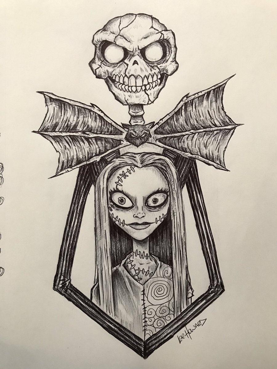 Here’s a creepy Jack and Sally sketch for today!@TimBurtonArt.
