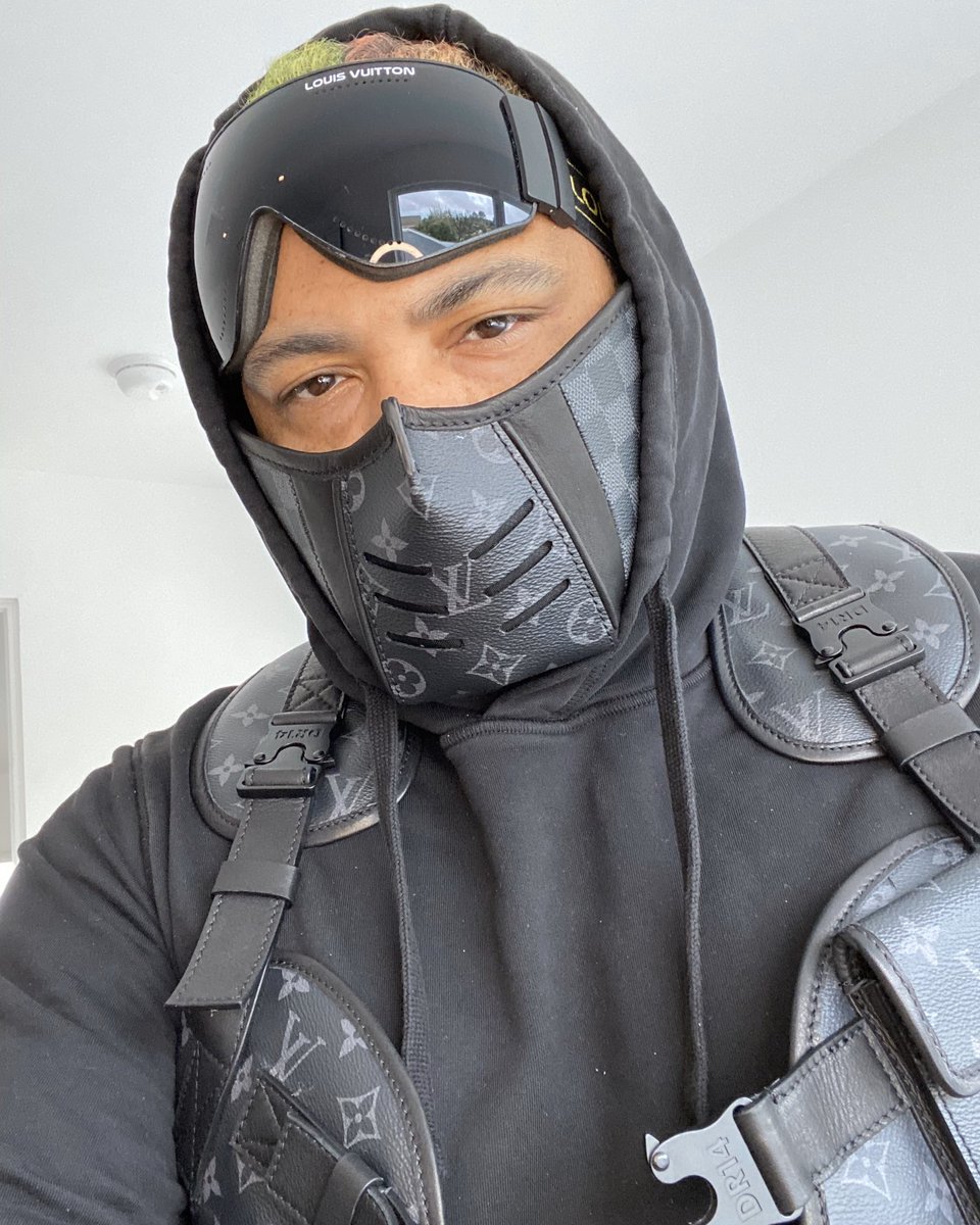 Sheron Barber on X: Made a custom Harness and mask for @nines1ace out of a  #LouisVuitton towel.  / X
