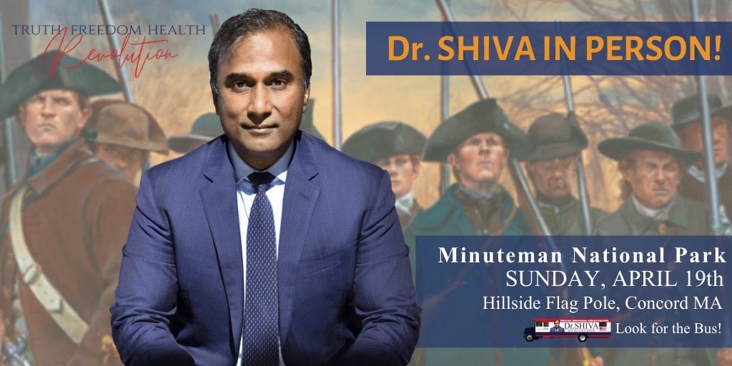 va_shiva's tweet photo. Just asked to deliver Keynote speech at exact location in Concord, MA 
~5:15 PM to commemorate the FIRST SHOT fired beginning the American Revolution on April 19, 1775.

Today,  April 19, 2020, we unleash the REVOLUTION for Truth Freedom Health!  Join us. 

Will be LIVE streamed. https://t.co/NxYQ3GMlXu