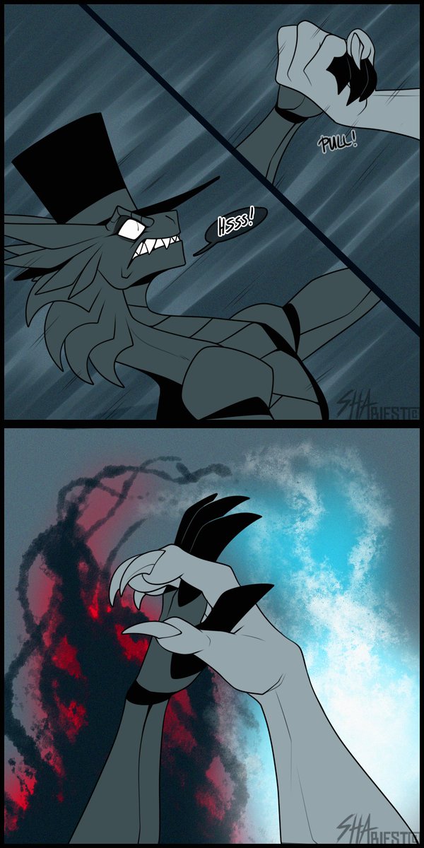 ShaBiest's tweet photo. The inspiration is slowly coming back and I hope it's here to stay 😤

#Dragonous #Villainous_AU #dragonhat #blackhat #black_hat #whitehat #white_hat #dragonart #dragoncomic #dragon #digitalart #comic https://t.co/S2AciNNFsS