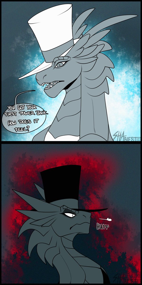 ShaBiest's tweet photo. The inspiration is slowly coming back and I hope it's here to stay 😤

#Dragonous #Villainous_AU #dragonhat #blackhat #black_hat #whitehat #white_hat #dragonart #dragoncomic #dragon #digitalart #comic https://t.co/S2AciNNFsS