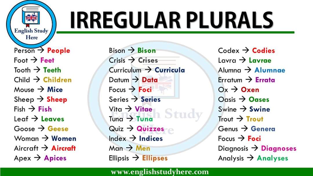 English Idioms on Twitter "Irregular Plurals Person > People Foot