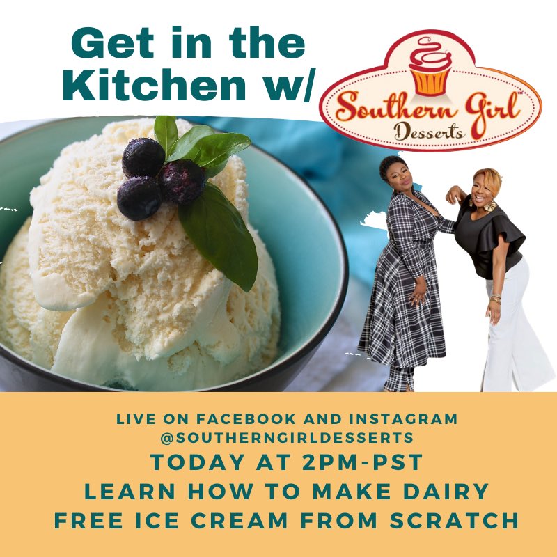 dessertdivas's tweet image. It’s time to #GetintheKitchen with #SouthernGirlDesserts! This Sunday we’re making the perfect compliment to any cake, cupcake or pie: ice cream! Catch the Live feed on our IG (instagram.com/southerngirlde…) or Facebook (m.facebook.com/southerngirlde…).
