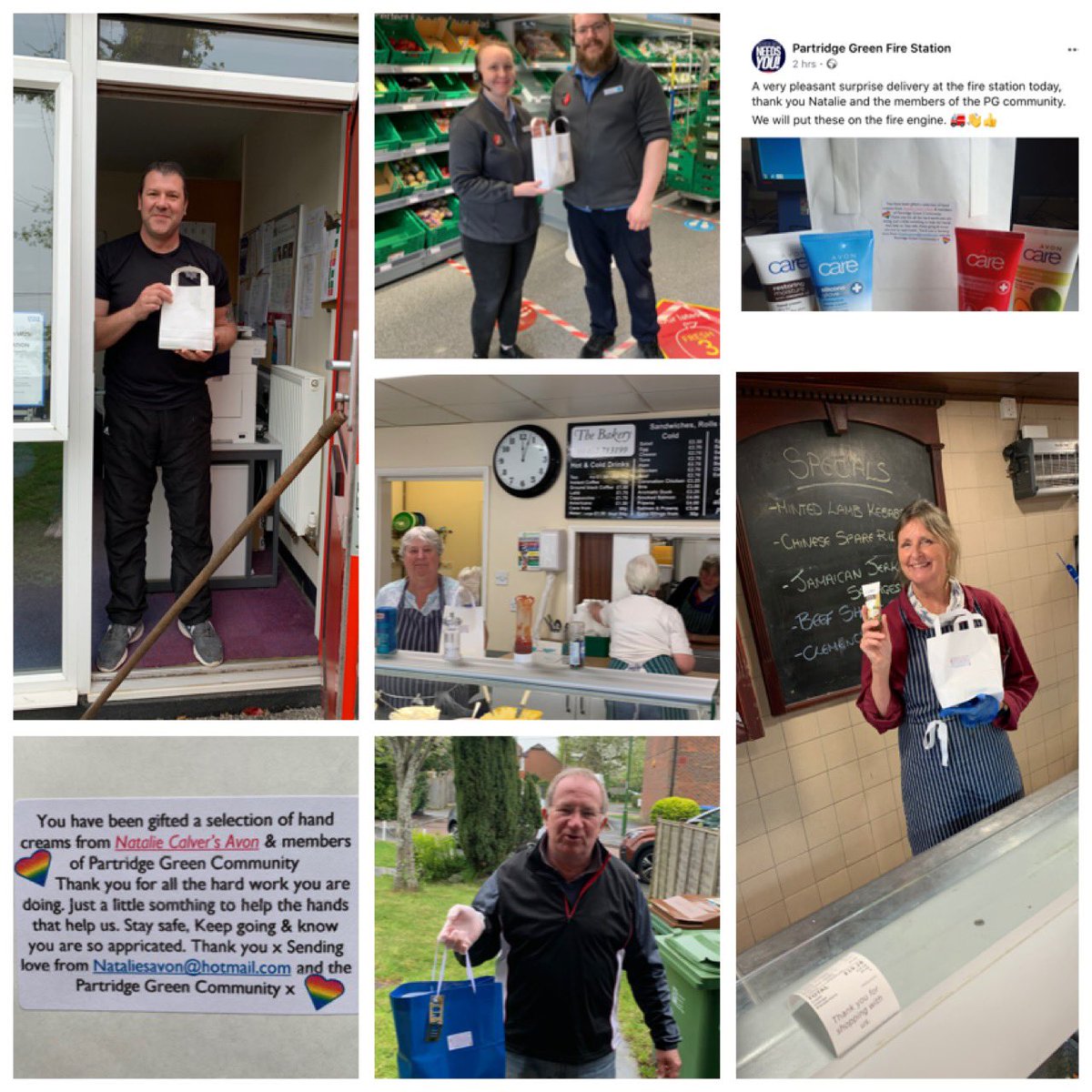 #OneWorldTogetherAtHome  I do Avon,in my community of partridge green West Sussex.i set up a donation page to buy have creams.I sent off 270 to Princess Royal hospital in Haywards Heath &amp; a second lot to our local community business. Hero are some of our hero’s.