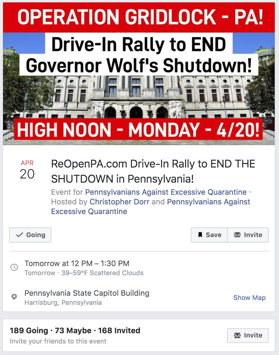 And Lydia Dorr shared a Facebook event for a protest tomorrow hosted by Christopher Dorr:  https://www.facebook.com/events/23...