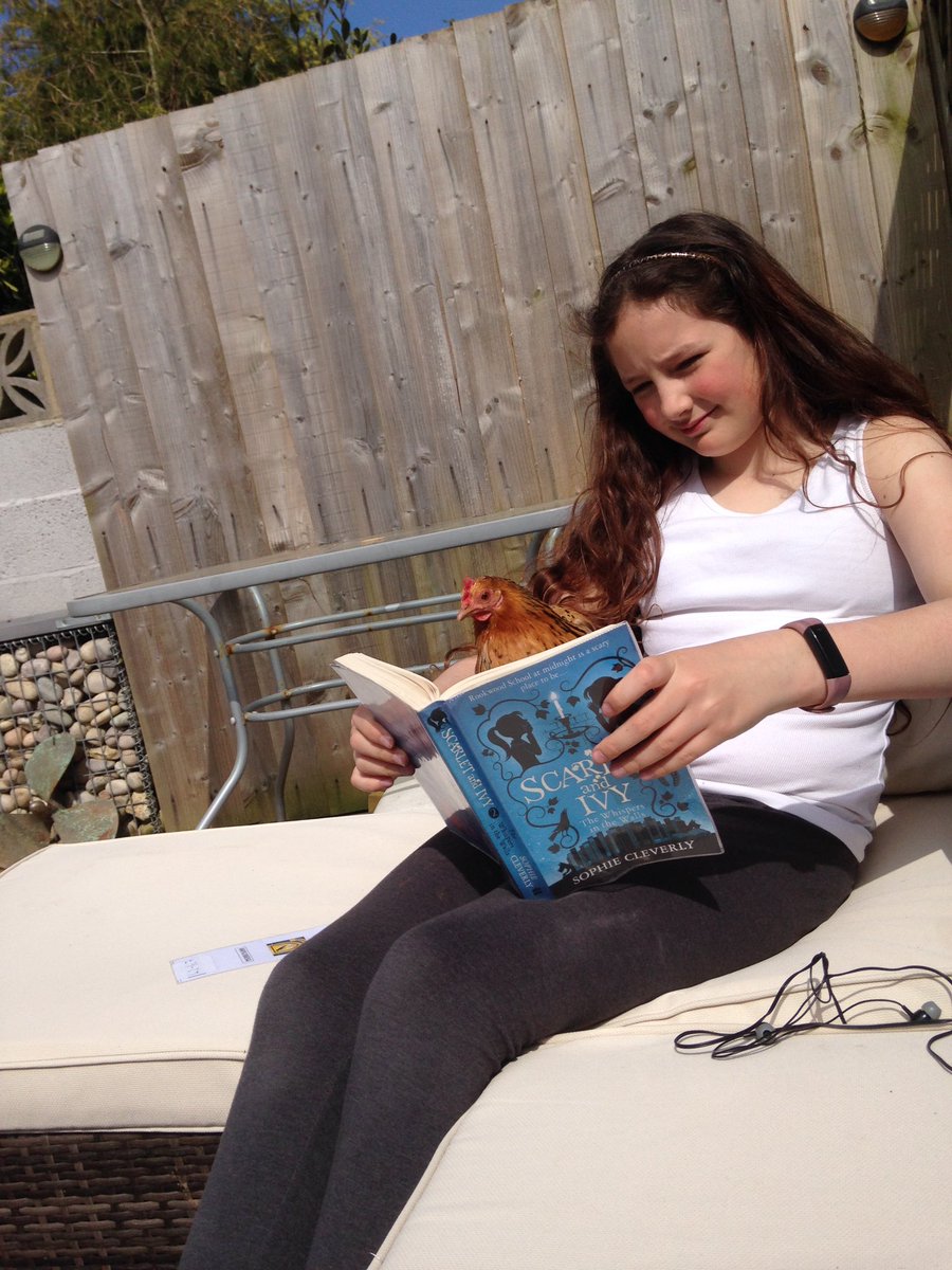 michelleplumb24's tweet photo. Here’s my daughter reading with her chicken Creamy #readwithyourpet @clairebarker @ExeterLibrary @BarnstapleLibr https://t.co/ac12e5HMmh