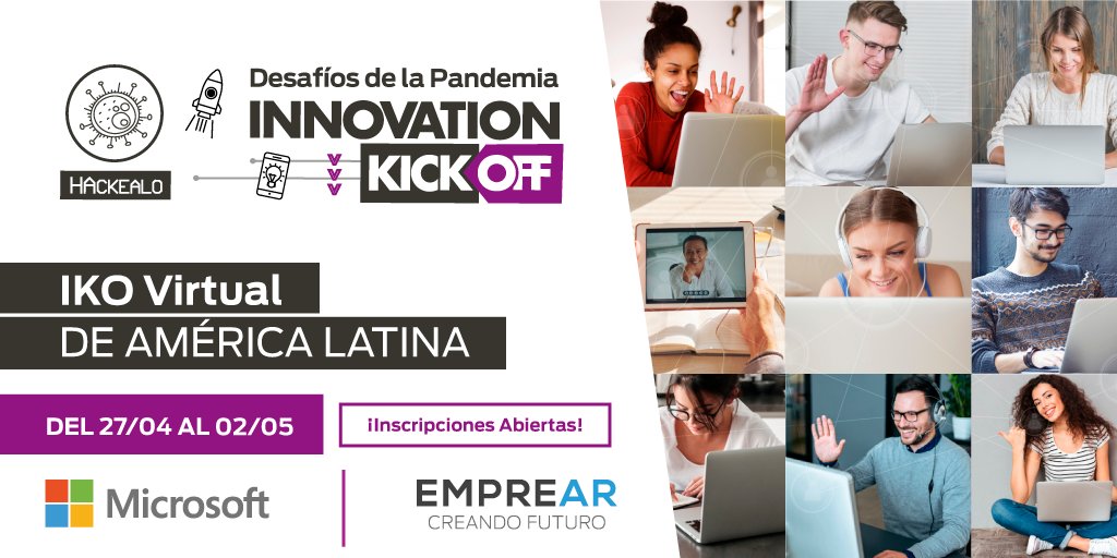 Emprear_Innova's tweet image. En un mundo que nos encuentra aislados, trabajar en conjunto puede ser nuestra salida. 🙌👩‍💻👨‍💻 Nos unimos junto a @MSFTArgentina para dar lugar a un encuentro colaborativo, que pensará soluciones para este problema compartido. 

Más info e inscipciones en: emprear.org.ar/iko/ikovirtual…