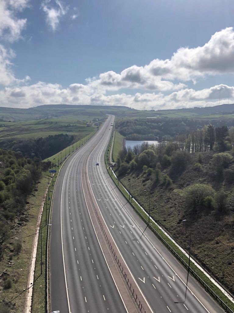 M62 at Scammonden earlier today.  Great to see it so deserted and people staying at home.  #StayHomeSaveLives #OperationalSupport