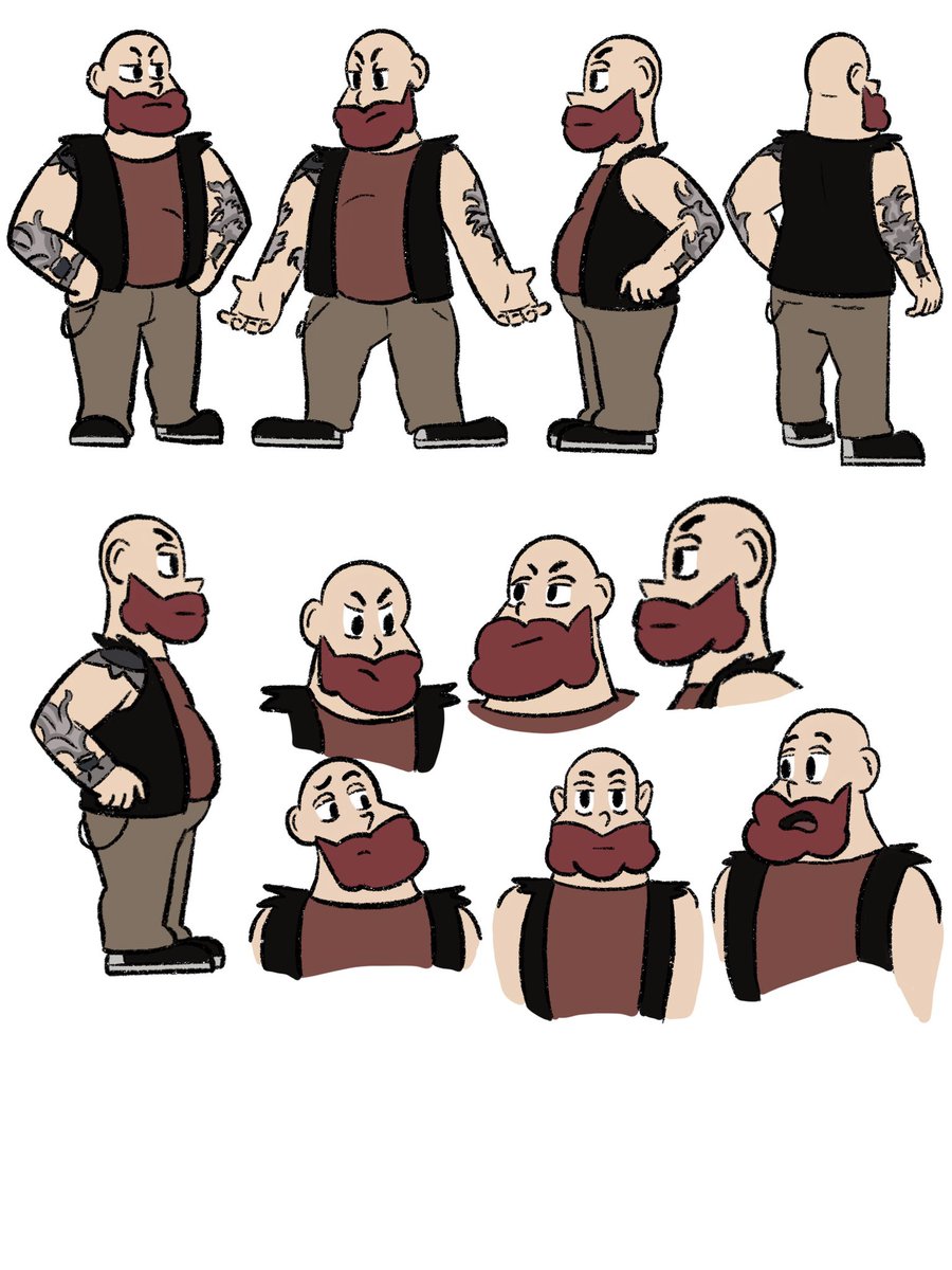 tdebo05's tweet photo. Here is the 2nd character from Get It In ink. He’s a biker and the owner of the tattoo shop. 

But... idk what his name is yet lol 😂   

 #originalcharacter #conceptart  #commissionsopen #comics #GetItInInk  #characterdesign #illustration #sketch #drawing #storyboard #art https://t.co/NCYPDhoHod