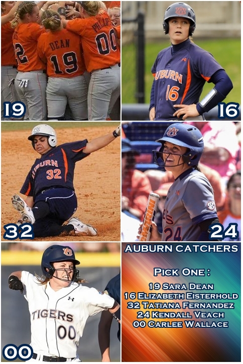 froseph25's tweet photo. Next in our #AuburnSoftballSunday series are those that a pitcher can't live without, catchers! This one is tough! Pick ONE Auburn softball great to have behind the dish! @hawswil @NCAAsoftball @7InningsPodcast @bethmowins @JennyDaltonHill @sportsiren @ascarborough @justfactsmaam https://t.co/wSHB484SRR