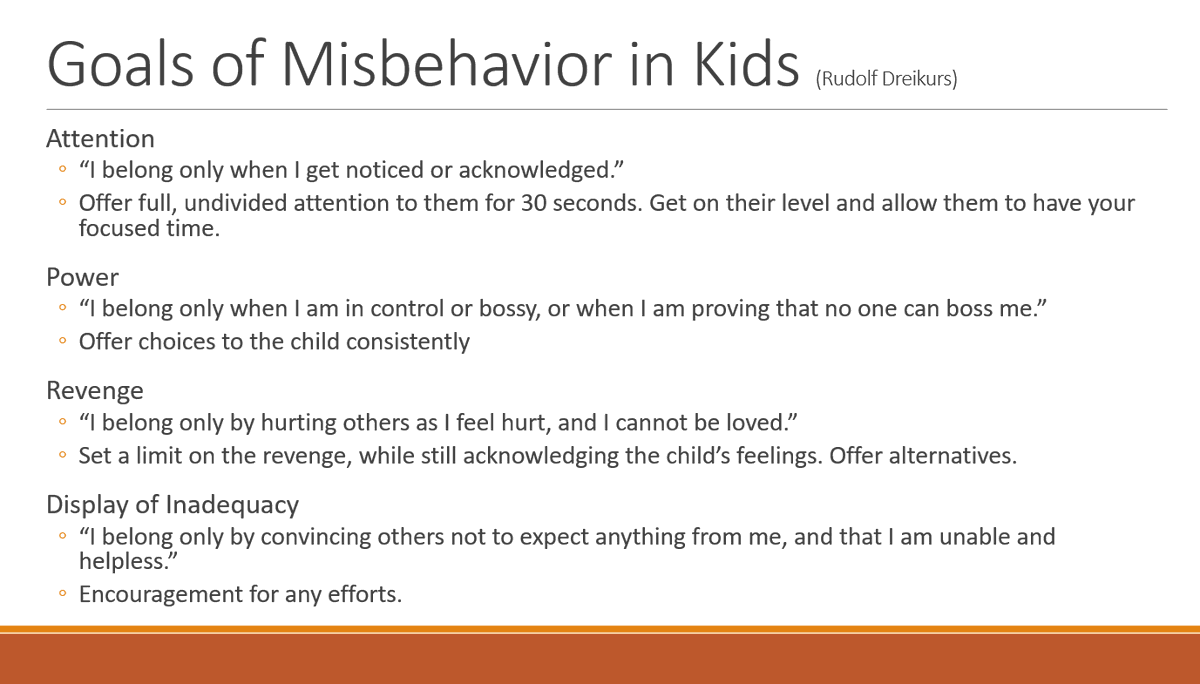 socworkpodcast's tweet photo. I've had people reach out to me asking "what's the deal with my kid's behavior?" 1. We're in a global pandemic, so all bets are off. 2. What we're really talking about is MISbehavior. My favorite insight comes from Dreikurs. Sure, your kid is misbehaving, but what is the goal? https://t.co/gpAUuQK2e4