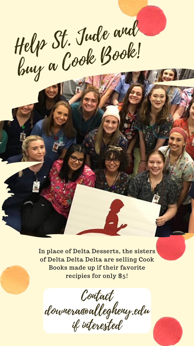 ACTriDelta's tweet image. Buy a PDF cook book just in time for Mother’s Day! DM for more information or email downera@allegheny.edu to place your order!