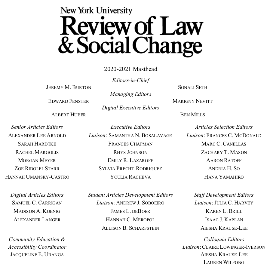NYU Rev. Law & Social Change tweet media