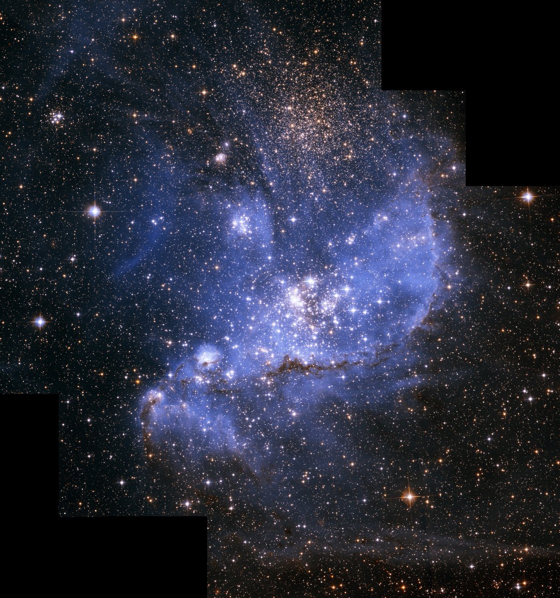 The star forming region NGC 346 in the Small Magellanic Cloud. About 200,000 light years away, in the constellation Tucana.Image: NASA, ESA and A. Nota (STScI/ESA)